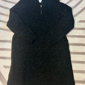 J. Crew Black and White Speckled Knit Sweater